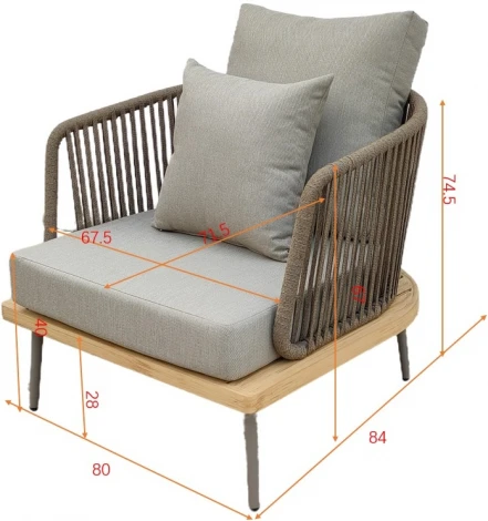 Кресло "BAYLEY" уличное серое 82*84*75см Garda Decor арт.129KN-03041