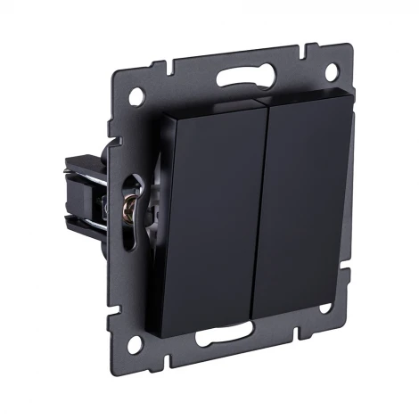 Выключатель 2-клавишный проходной 10А/250В черный Kollinger REA-S-009BK для Aspekt, Eleganz, Reflex