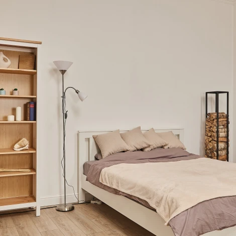 Торшер напольный Е27 и Е14, 2х60W. Серебристый/Белый Uniel UML-T520 E27+E14 SILVER/WHITE