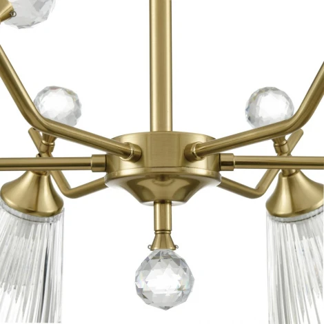 Потолочная люстра на штанге Lumion Aurica 8046/6C латунь/прозрачное стекло Е14 6*40W 220V