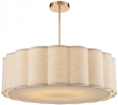 Потолочная люстра на штанге Lumion Kortni 8287/7 золотой/бежевый, металл/текстиль Е14 7*40W 220V KORTNI