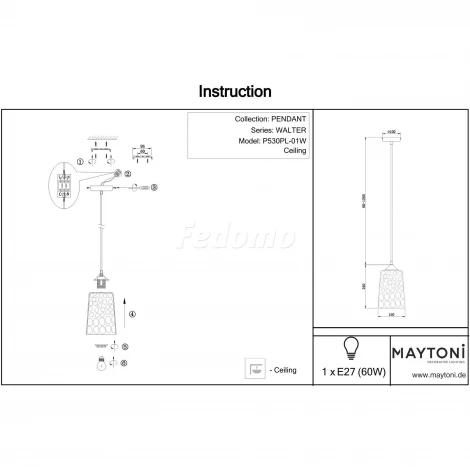 Подвесной светильник Maytoni Walter P530PL-01W