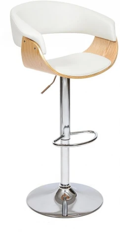 Барный стул VIMTA (mod.4021S) белый/натуральный/хром (металл/дерево/экокожа)