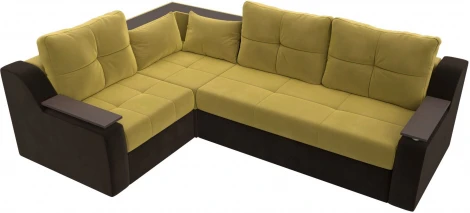 Диван угловой Кронос левый угол (Желтый,Коричневый/Микровельвет) Лига Диванов арт.114617L