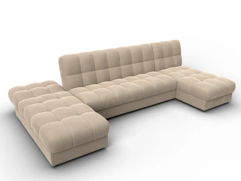 Диван П-образный Лига-116 НПБ (ДСП,ЛДСП,Велюр/Бежевый) Лига Диванов 137326