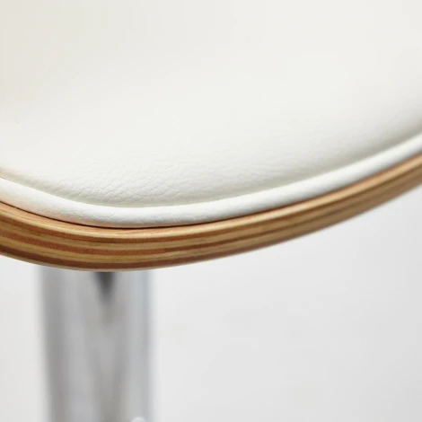 Барный стул VIMTA (mod.4021S) белый/натуральный/хром (металл/дерево/экокожа)