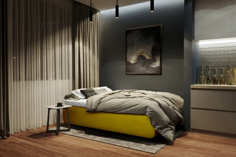 Диван прямой горчичный D1 Лаки AAA41235010