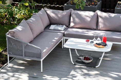 Модульная угловая лаунж-зона из роупа (веревки), цвет светло-серый 4SIS Канны KAN-S5C1T1-5-SET H-gray