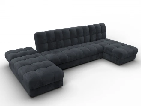 Диван П-образный Лига-116 НПБ (ДСП,ЛДСП,Велюр/Темно-серый) Лига Диванов 137313