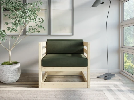 Кресло Arsko Магнус сосна велюр зеленый