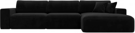 Диван угловой Лига-036 НПБ Классик Лонг правый угол (Черный/Велюр) Лига Диванов арт.121397