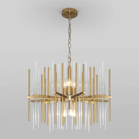 Умная подвесная люстра Wi-Fi Bogate's Allure 356/6 латунь (220V, управление смартфоном, голосовое управление, умный дом - Minimir Home, Алиса, Маруся, Салют, на цепи, круглые)