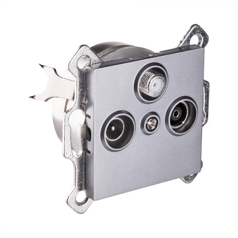 Розетка тройная TV (мама) + TV (папа) + спутниковая SAT серый Kollinger REA-036GY для Aspekt, Eleganz, Reflex