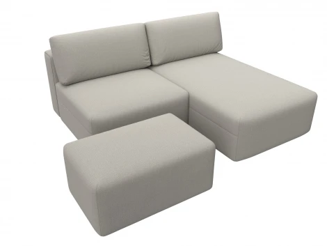 Диван угловой модульный с пуфом Лига-060 НПБ угол универсальный (ЛДСП,Брус,Фанера/Пластик/Рогожка/Бежевый) Лига Диванов 129698