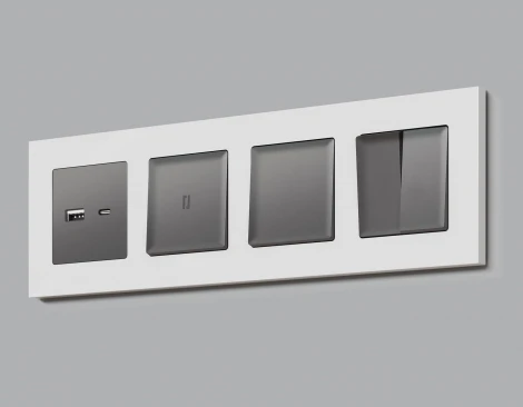 Лицевая панель Ambrella Volt ALFA (Антрацит серый) для 1-клавишных выключателей QUANT AP6510