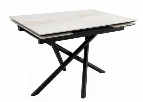 Стол DikLine BKX110 Керамика белый Icelandic white jade (Ostra Bianco Light)/подстолье черное/опоры черные (2уп.) 00-00087088