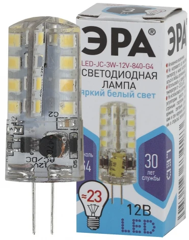 Лампочка светодиодная G4 3W ЭРА LED JC-3W-12V-840-G4