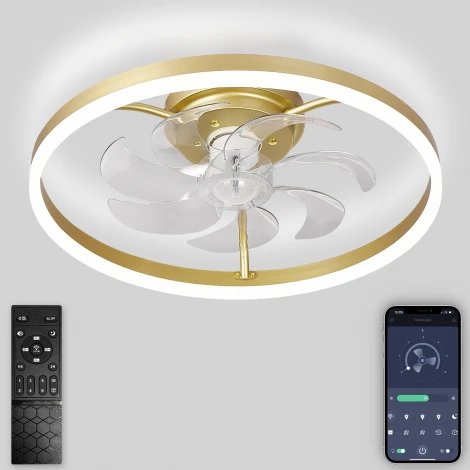 Потолочная люстра светодиодная с вентилятором Natali Kovaltseva Ledfan LED LAMPS 81491 (регулировка яркости, 220V, пульт управления, управление смартфоном)