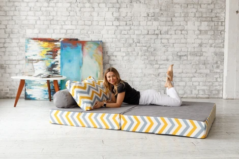 Бескаркасный диван Dreambag PuzzleBag Скандинавия Желто-Серый XL 4924100