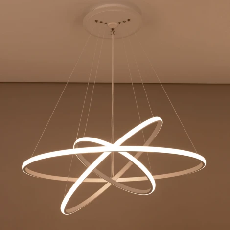 Умная подвесная люстра ярусная RGB Wi-Fi Неон Смарт CL731A090E Citilux (LED, 220V, умный дом - Алиса, Маруся, на тросе, кольцо)