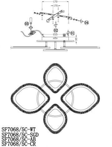 Потолочная люстра Seven Fires Lejv SF7068/5C-AB-BL