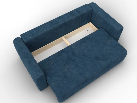 Диван прямой Лига-062 НПБ (ДСП,Фанера,ХДФ/Пластик/Велюр/Синий) Лига Диванов 130269