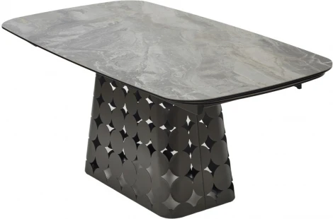 Стол M-City MAGNUS 180 KL-80 Серый мрамор, итальянская керамика / Темно-серый каркас