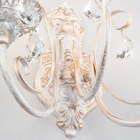 Бра Eurosvet 3305 3305/3 белый с золотом / прозрачный хрусталь (220V, хрусталь Strotskis, подвески, подсвечник, свеча)