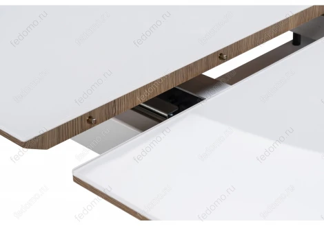 Стеклянный стол Авлида белый / дуб монтана