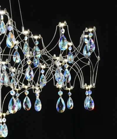 Подвесная люстра светодиодная с пультом и хрустальными подвесками K9 MyFar Ileria MR2650-57P-50СD