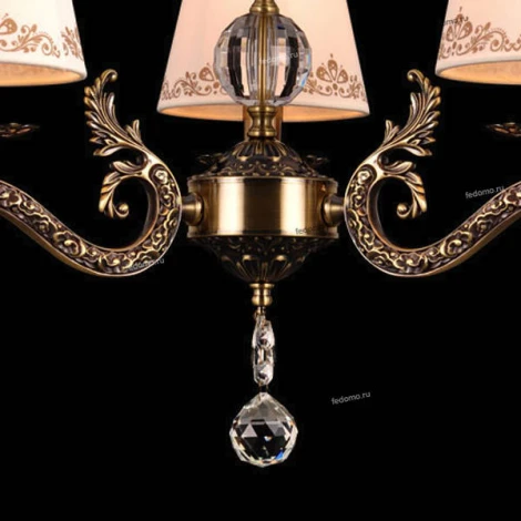 Люстра подвесная Natali Kovaltseva Calais, 3 плафона, бронза с белым, коричневым и прозрачным