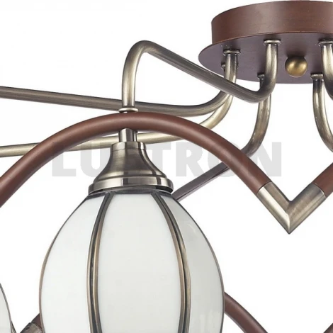 Потолочная люстра N-Light 607 607-08-53 antique brass + walnut tiffany