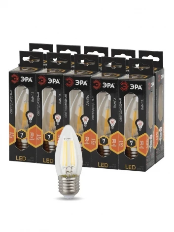 Лампочка светодиодная филаментная E27 7W ЭРА F-LED B35-7W-827-E27