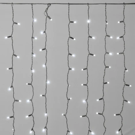 Гирлянда Занавес Облегченный c колпачком 2 x 1 м белый 220В, 200 LED, провод черный каучук 2,3мм, IP65 Laitcom ECO200NOT-1-2W