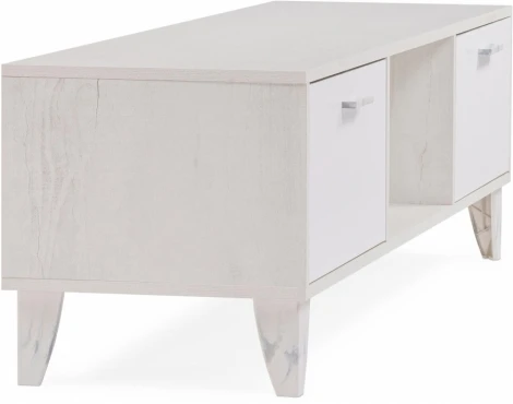 ТВ-тумбы Woodville Эго Т-3 на ножках бетон светлый / белый глянец