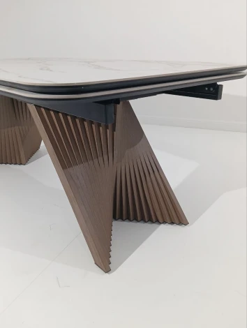 Стол МАНХЭТТЕН 200 цвет СВЕТЛЫЙ БЕЖ ( DRAC COLD XLIM), керамика / Орех Карни натуральный M-City 64767