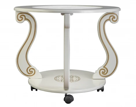 Стол журнальный Овация (С) на колесах слоновая кость/золото Mebelik арт.006754
