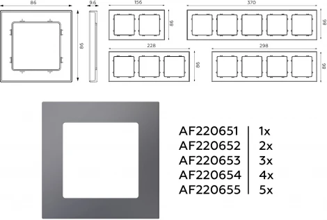 Рамка Ambrella Volt ALFA Techno (Антрацит серый) 4-ая AF220654