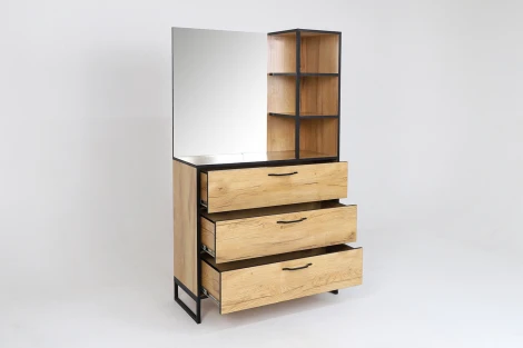 Комод Ивару Виртон-3 с надстройкой, Дуб крафт золотой