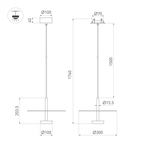 Подвесной светильник светодиодный SP-CAMPANA-HANG-D300-9W Warm3000 (BK, 130 deg, 230V) (Arlight, IP20 Металл) 059595