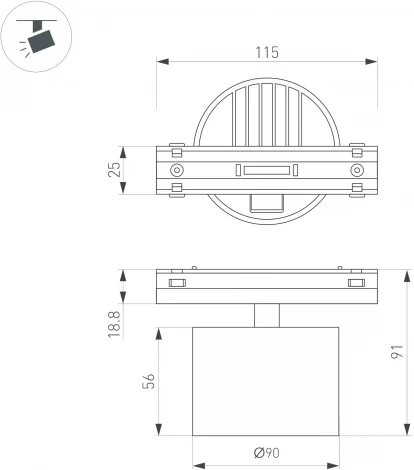 светильник магнитный MAG-VIBE-RONDO-R90-10W Day4000 (BK, 110 deg, 48V) (Arlight, IP20 Металл) 044472