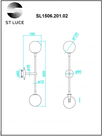 Бра ST Luce Chieti SL1506.201.02 Золотистый/Прозрачный G9 2*5W (220V, шарики)