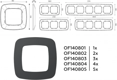 Рамка Ambrella Volt OMEGA Ecta (Графит Мягкое касание) 1-ая OF140801