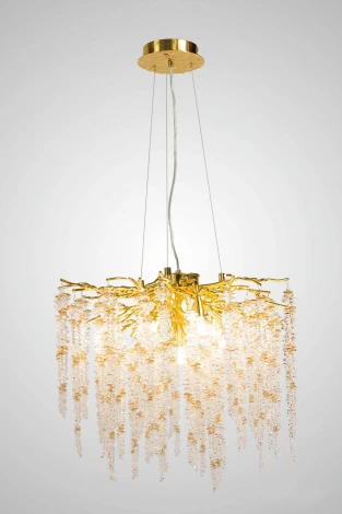Подвесная люстра AM Group DIAMAND D600 Gold (220V, хрусталь, на тросе)