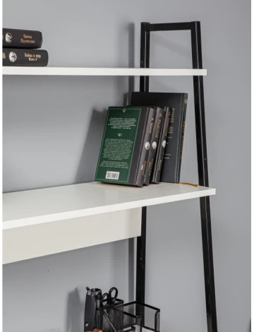 Письменный стол Woodville Минден с надстройкой белое тиснение / черный 553627