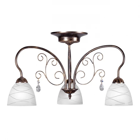 Люстра потолочная Day&Night, 3 плафона, черный с золотом, белым и прозрачным