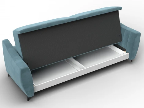 Диван-книжка Лига-095 НПБ (ДВП,ДСП,ЛДСП,Брус,Фанера,ЛДВП/Металл/Велюр/Бирюзовый) Лига Диванов 132532