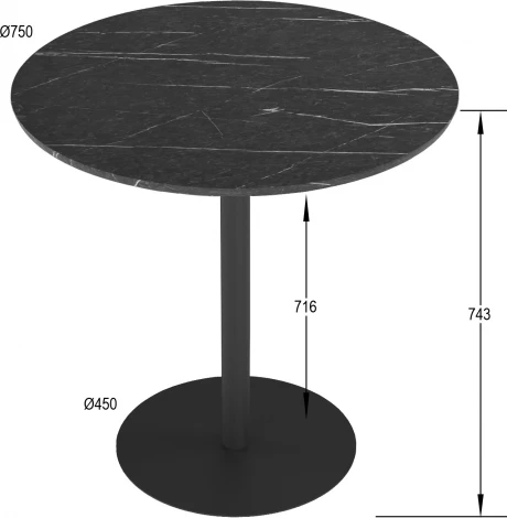 Стол обеденный Калифорния Дейл Черный мрамор