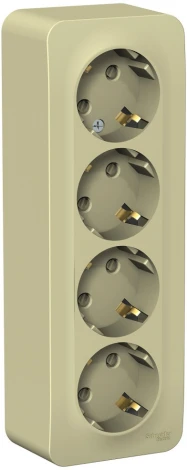 Розетка накладная четверная с заземлением и шторками (бежевый) Systeme Electric Blanca BLNRA011417