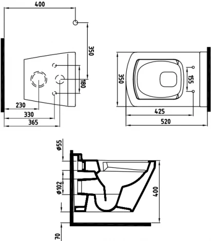 Унитаз подвесной Bien Neptun NPKA052N1VP0W3000
